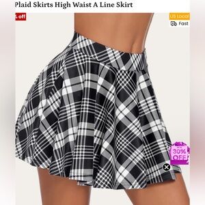 Chic Black and White Plaid Skater Skirt